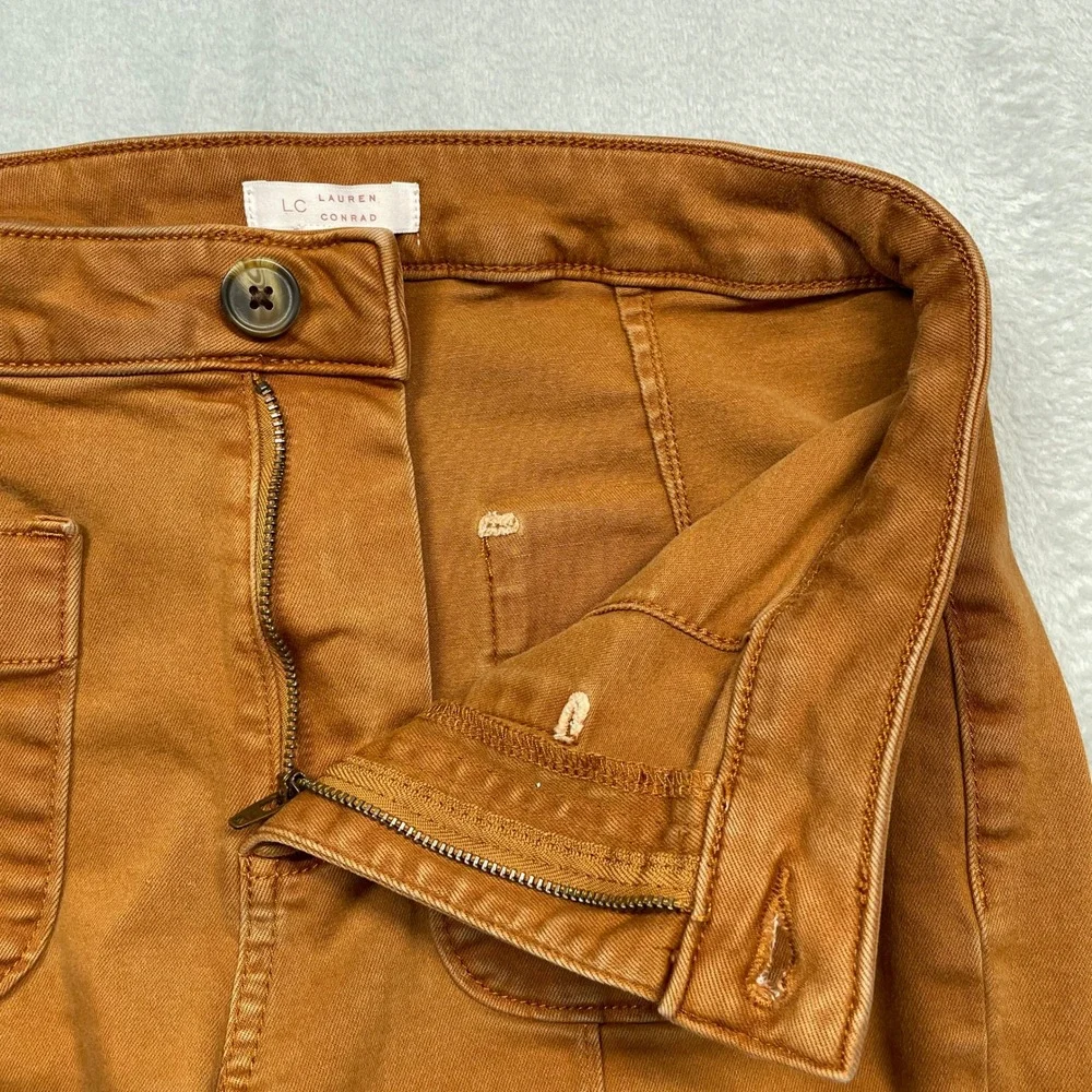 LC Lauren Conrad Wide Leg Pants Womens 2 Rust Brown Super High Rise Patch Pocket